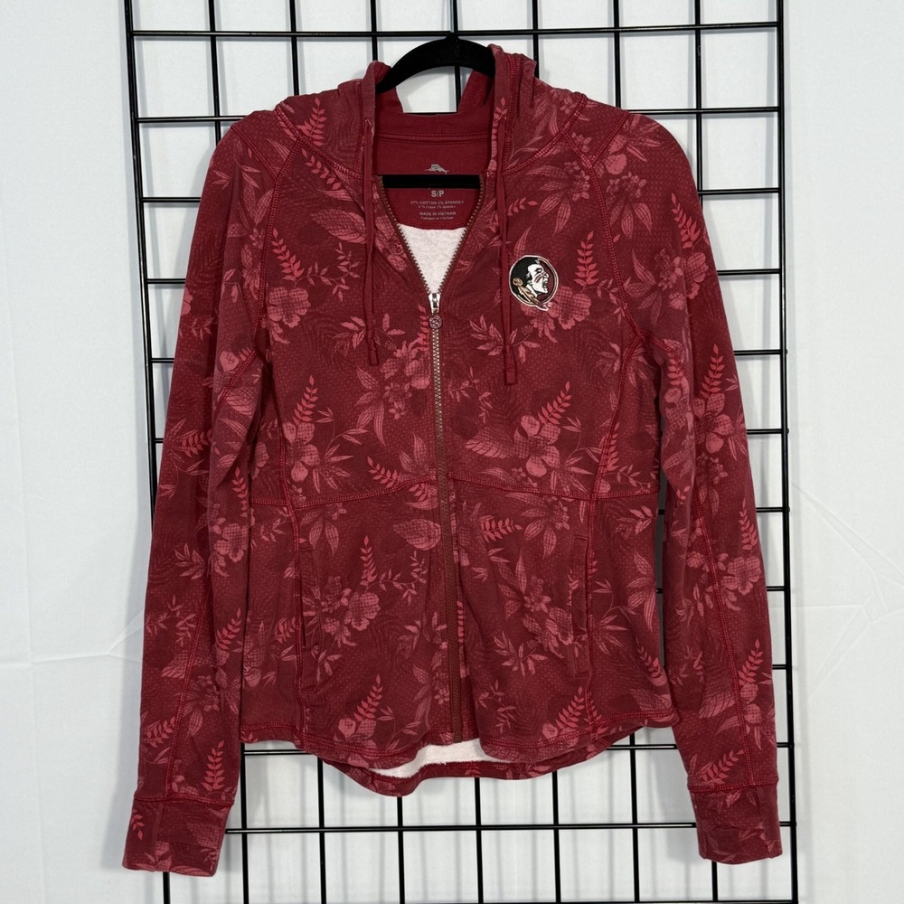 Florida State Tommy Bahama Basta Blossoms Full Zip Hoodie Womens Small Red FSU‎